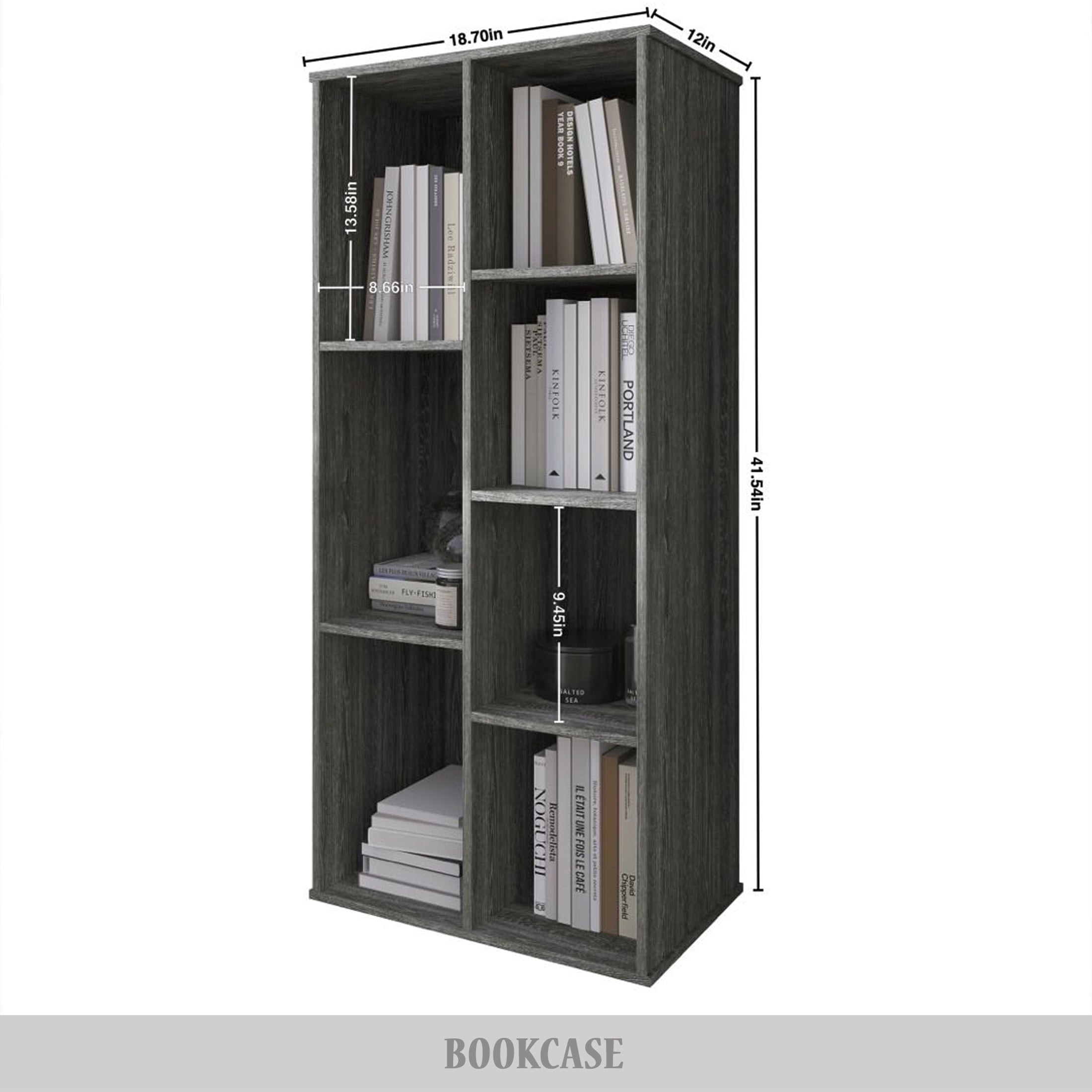 Castle Place Simple 7-Cube Open Shelf Bookcase, Dark Grey