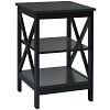 Gymax 3-Tier Nightstand End Table X Design Storage Display Shelf Living Room Black