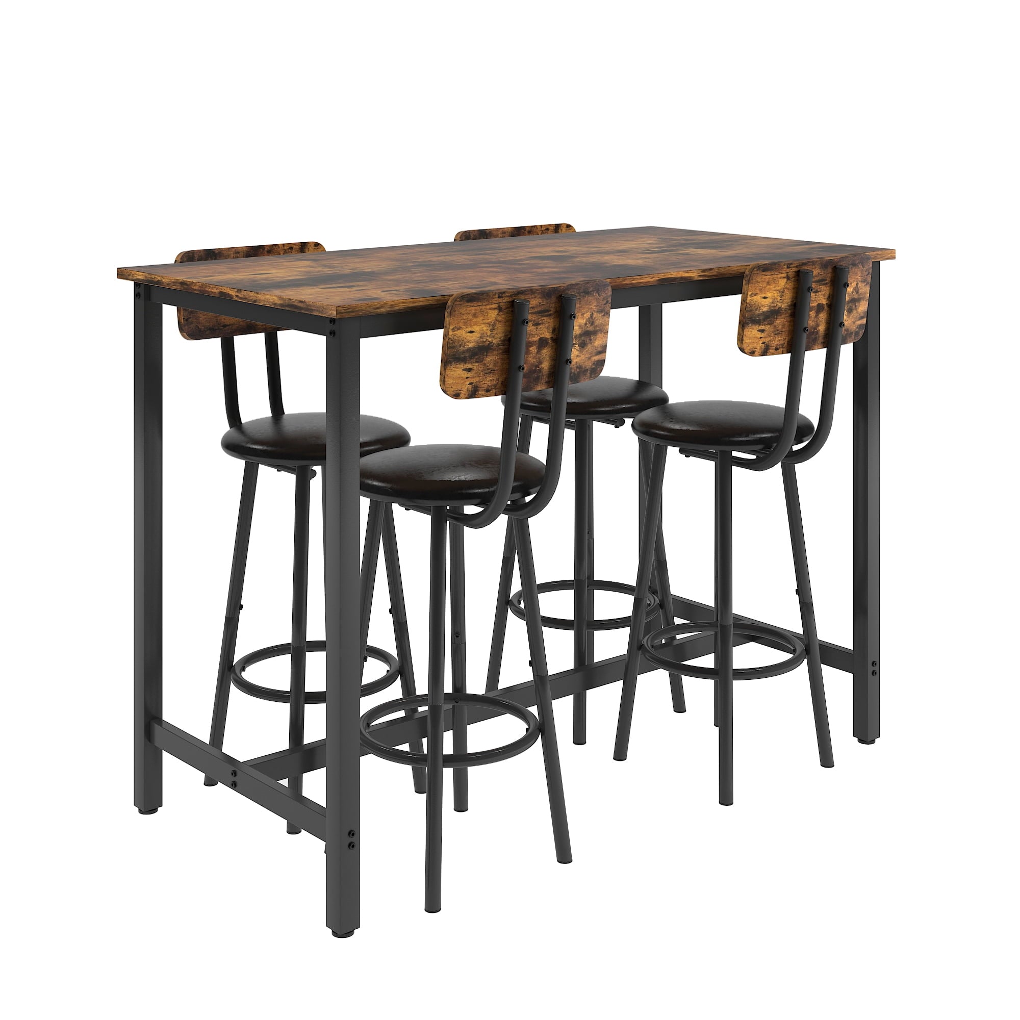 5 Piece Dining Set, Modern Dining Table and Chairs Set for 4, Kitchen Counter Height Dining Table Set with 4 Upholstered Chairs, for Small Space, Breakfast Nook, D7157