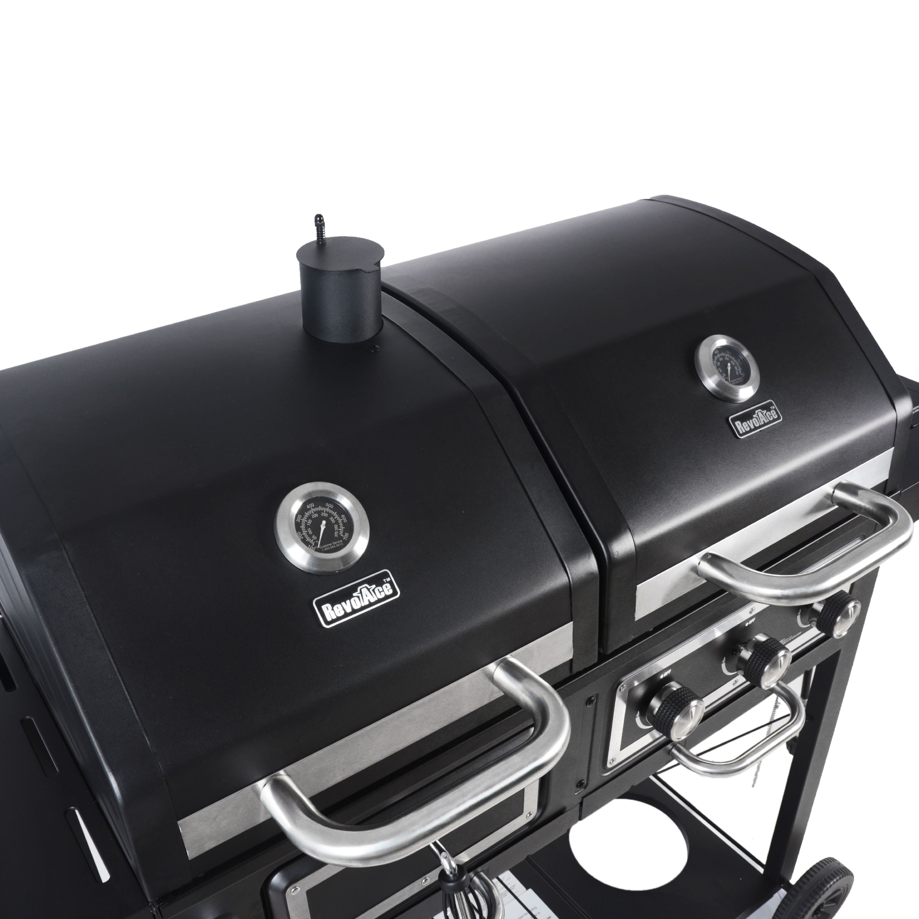 RevoAce Dual Fuel Gas & Charcoal Combo Grill, Black with Stainless