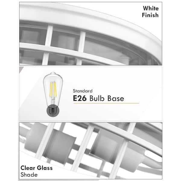 Farmhouse 12 in. 2-Light White Flush Mount Celling Light Fixture