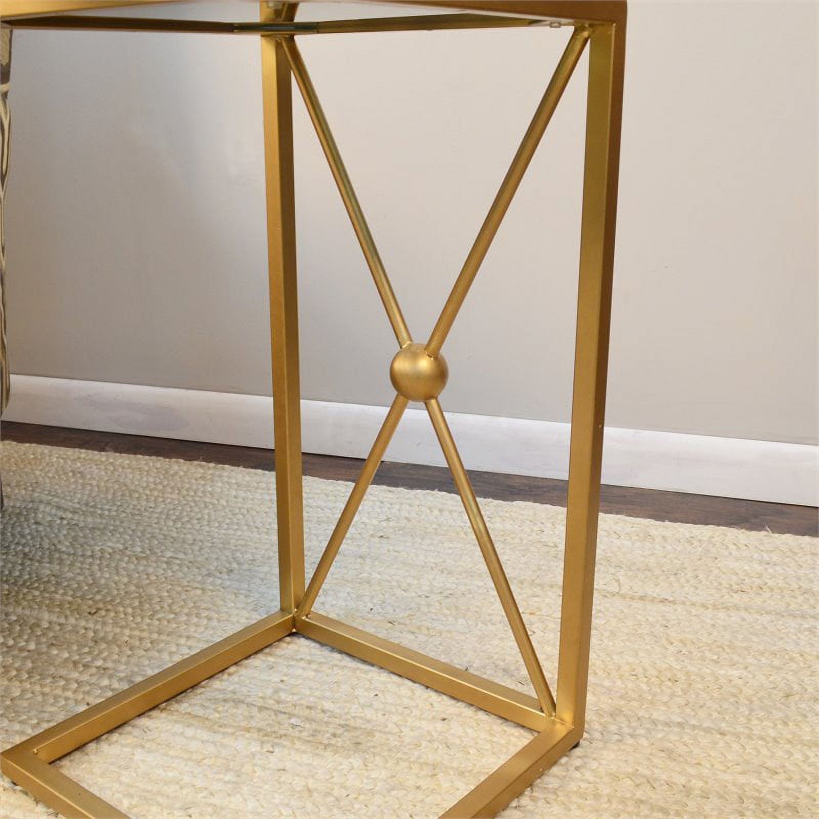 Carolina CC-1414BG-GLD Marlow C Table with X Base, Black & Gold