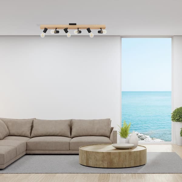 Kingswood 37.80 in. Wood/Black Incandescent Track Lighting Kit