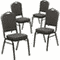 Flash Furniture 4 Pack HERCULES Series Crown Back Stacking Banquet Chair in Black Patterned Fabric - Gold Vein Frame