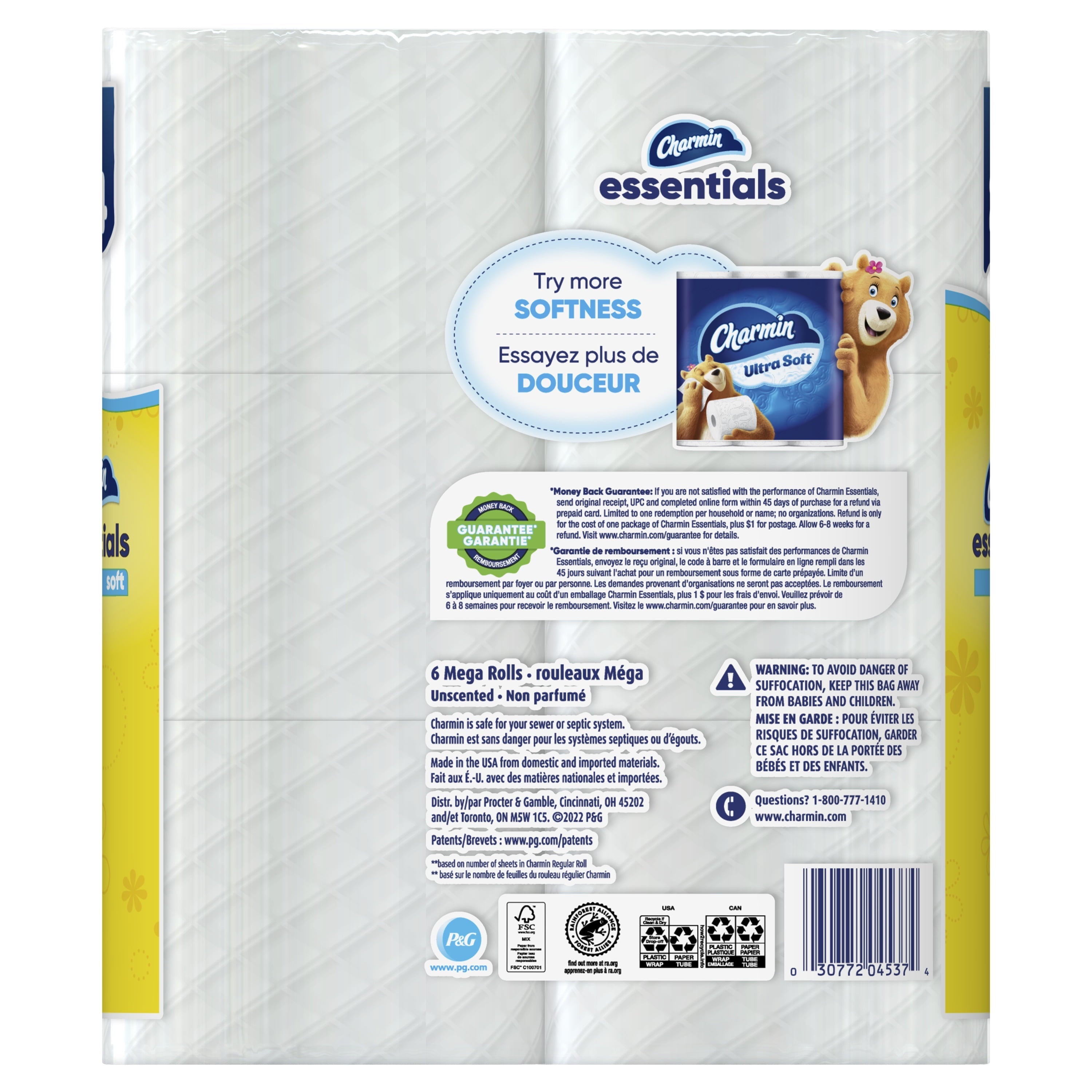 Charmin Essentials Soft Toilet Paper, 6 Mega Rolls