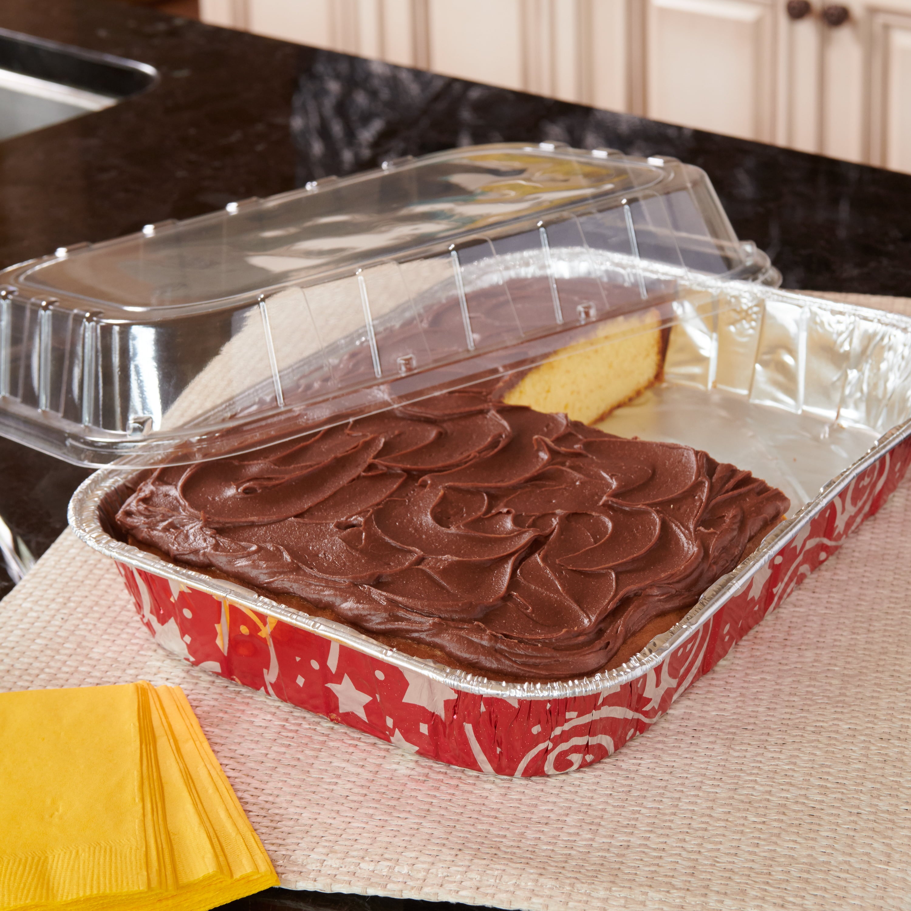 EZ Foil Cake Pans with Lids, Red, 13 x 9 inch, 2 Count