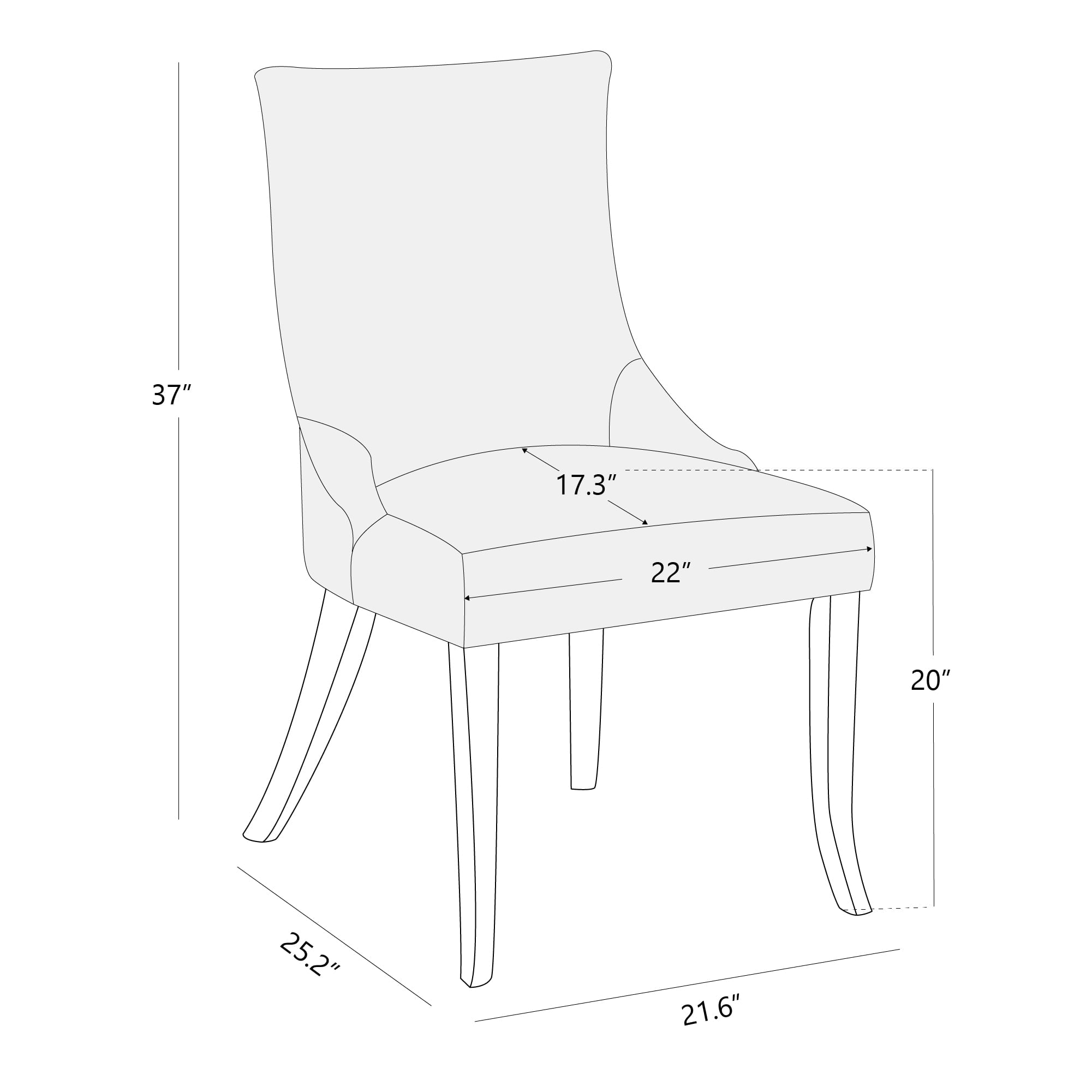 CHITA Upholstered Dining Chairs with Wood Legs Set of 2, Fabric in Linen
