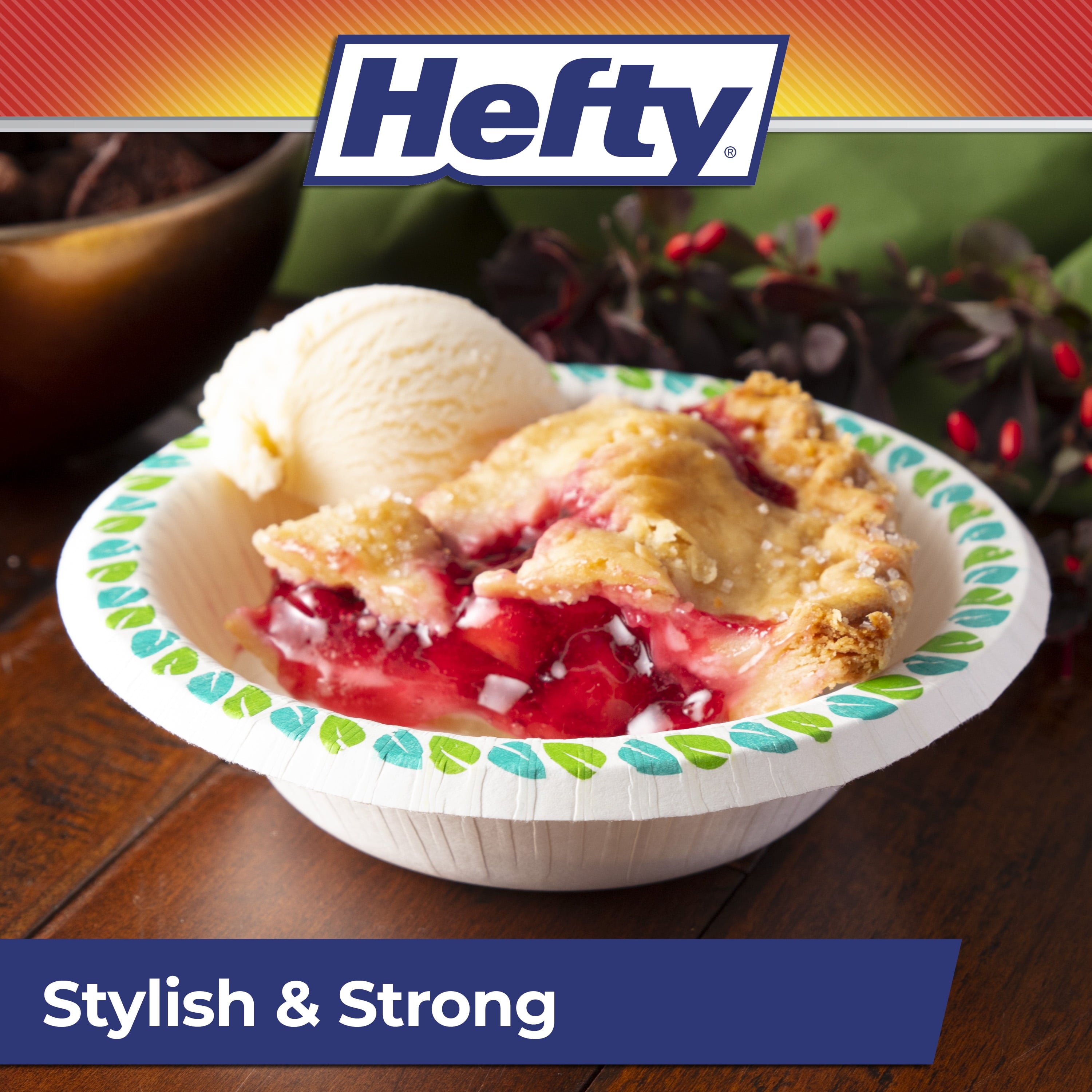 Hefty Compostable Printed Paper Bowls, 12 Ounce Capacity, 20 Count