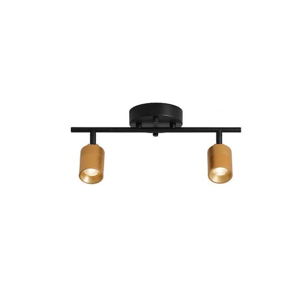 Modern 1 ft. 2 Head-Light, Gold, Integrated LED Fixed Track, Lighting Kit with Rotating Heads