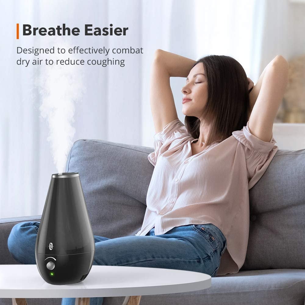 TaoTronics Cool Mist Humidifier, 1.8L Quiet Adjustable Ultrasonic Humidifiers for Babies [BPA Free] Bedroom, Black