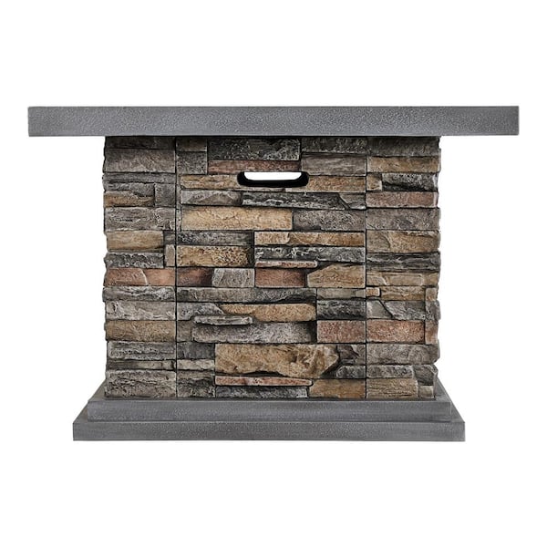 34 in. x 24 in. Envirostone Propane Gas Brown Fire Pit with Lava Rocks
