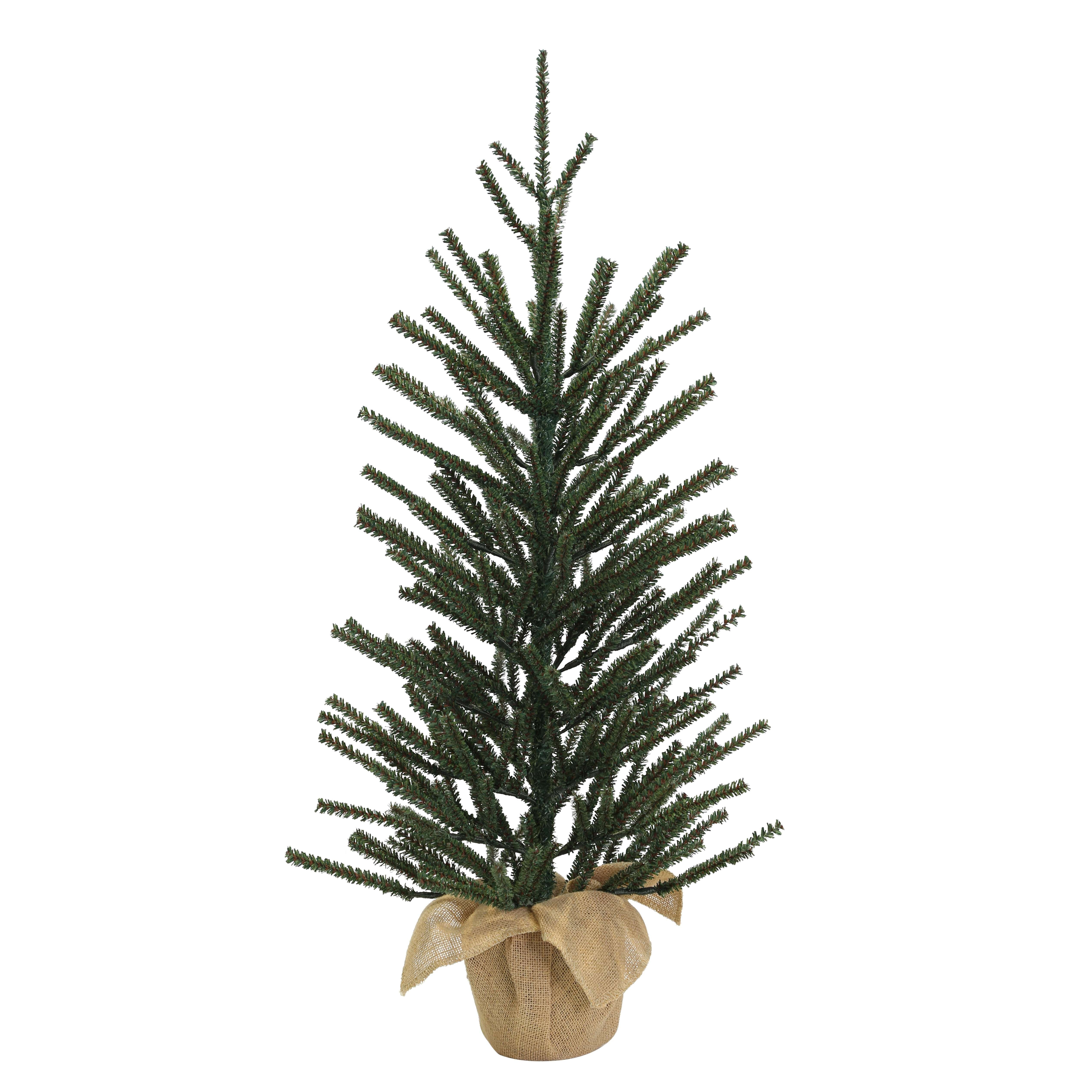 3ft Non-lit Artificial Green Christmas Tree with Decorative Burlap Base., by Holiday Time