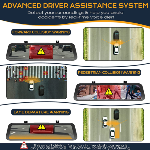 Pelsee P12 Pro 4K Mirror Dash Cam, 12'' Rear View Mirror Camera Smart Driving w/