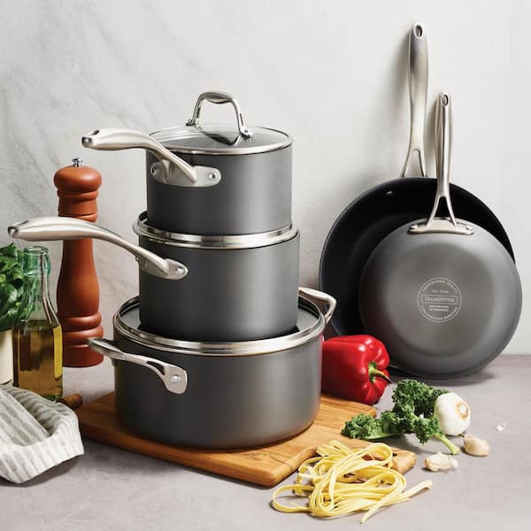 8-Piece Hard-Anodized Aluminum Cookware Set