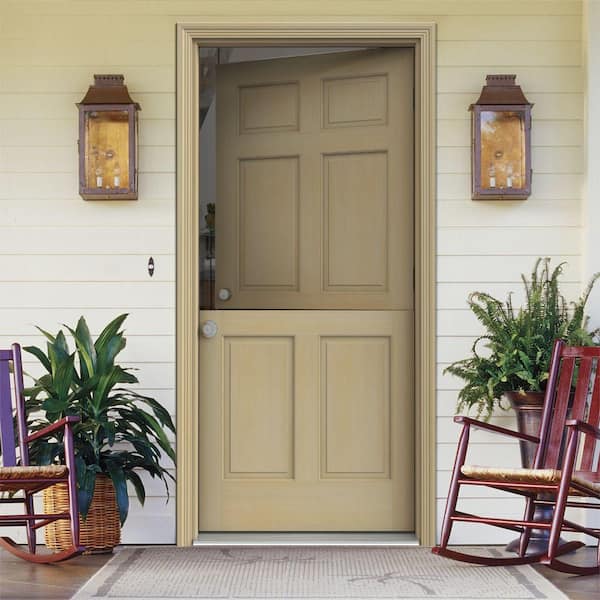 32 in. x 80 in. 6-Panel Unfinished Dutch Fir Wood Prehung Front Door with Brickmould