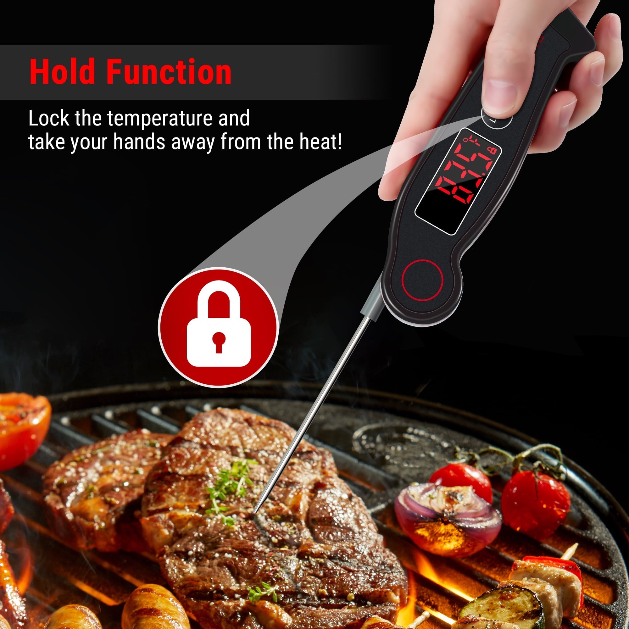 ThermoPro TP19W Waterproof Digital Meat Thermometer, Food Candy Cooking Grill Kitchen Thermometer with Magnet and LED Display