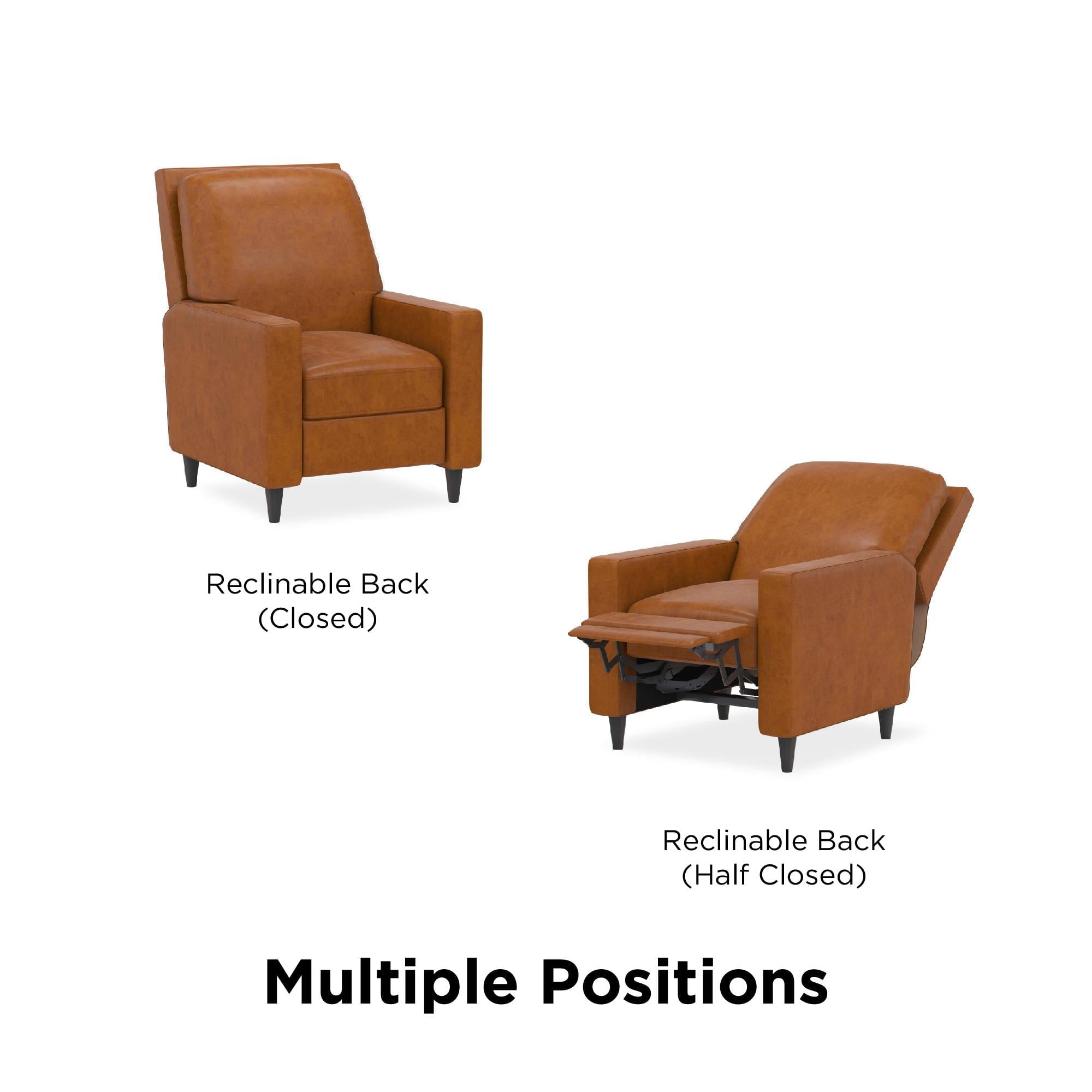 Novogratz Lana Pushback Recliner, Camel Faux Leather