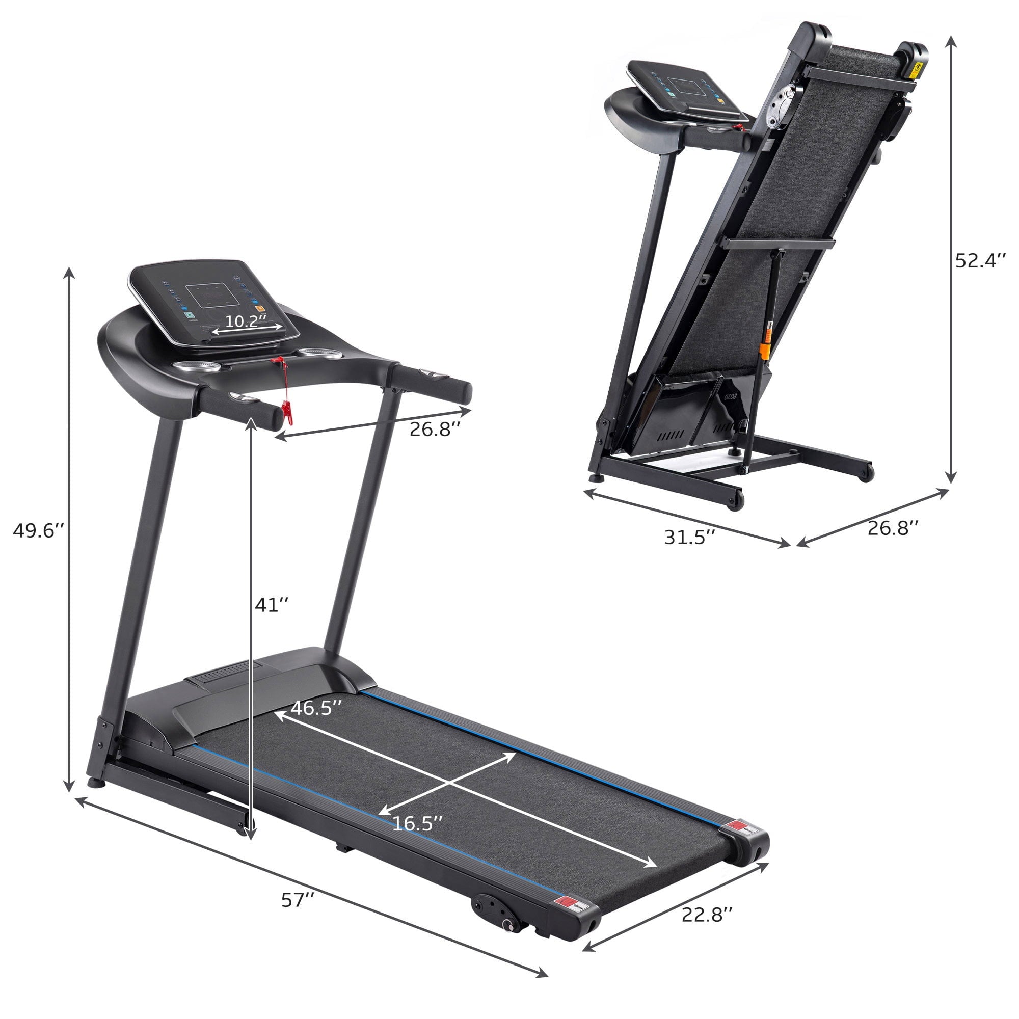 [US IN STOCK]Folding Electric Treadmill 2.5 HP Running Machine with Large LCD Display, 15 Preset Programs, 3 Manual Incline Treadmill- 220lbs