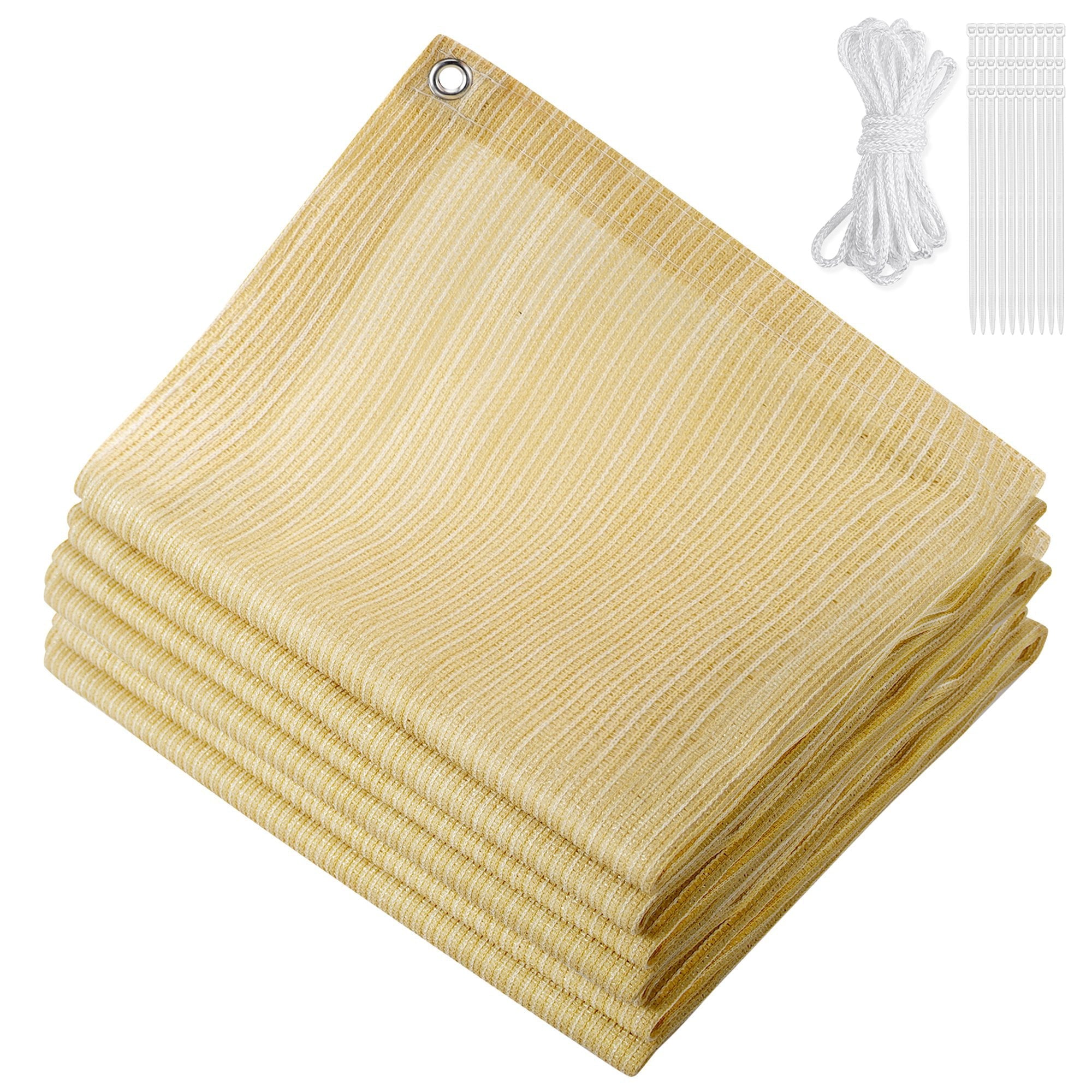10' x 12' Beige Rectangle Sun Shade Sail Canopy Mesh Fabric UV Block