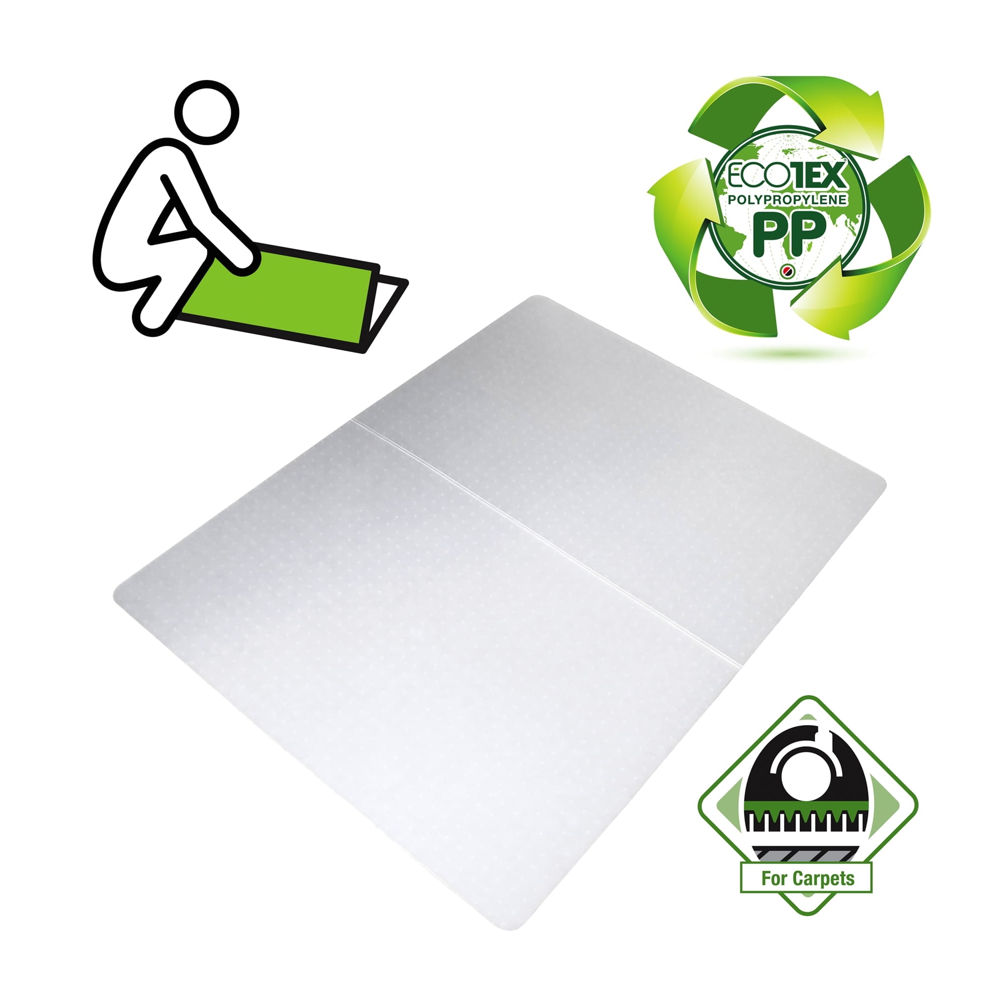 Ecotex White Polypropylene Foldable Chair Mat for Carpets 46x57