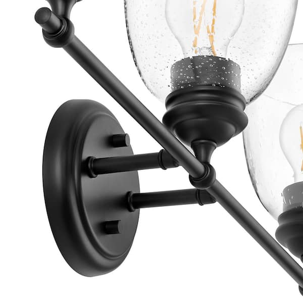 Elsmere 24 in. 3-Light Black Vanity Light, Towel Bar, Towel Ring, Toilet Paper Holder and Towel Hook Bath Set (5-Piece)