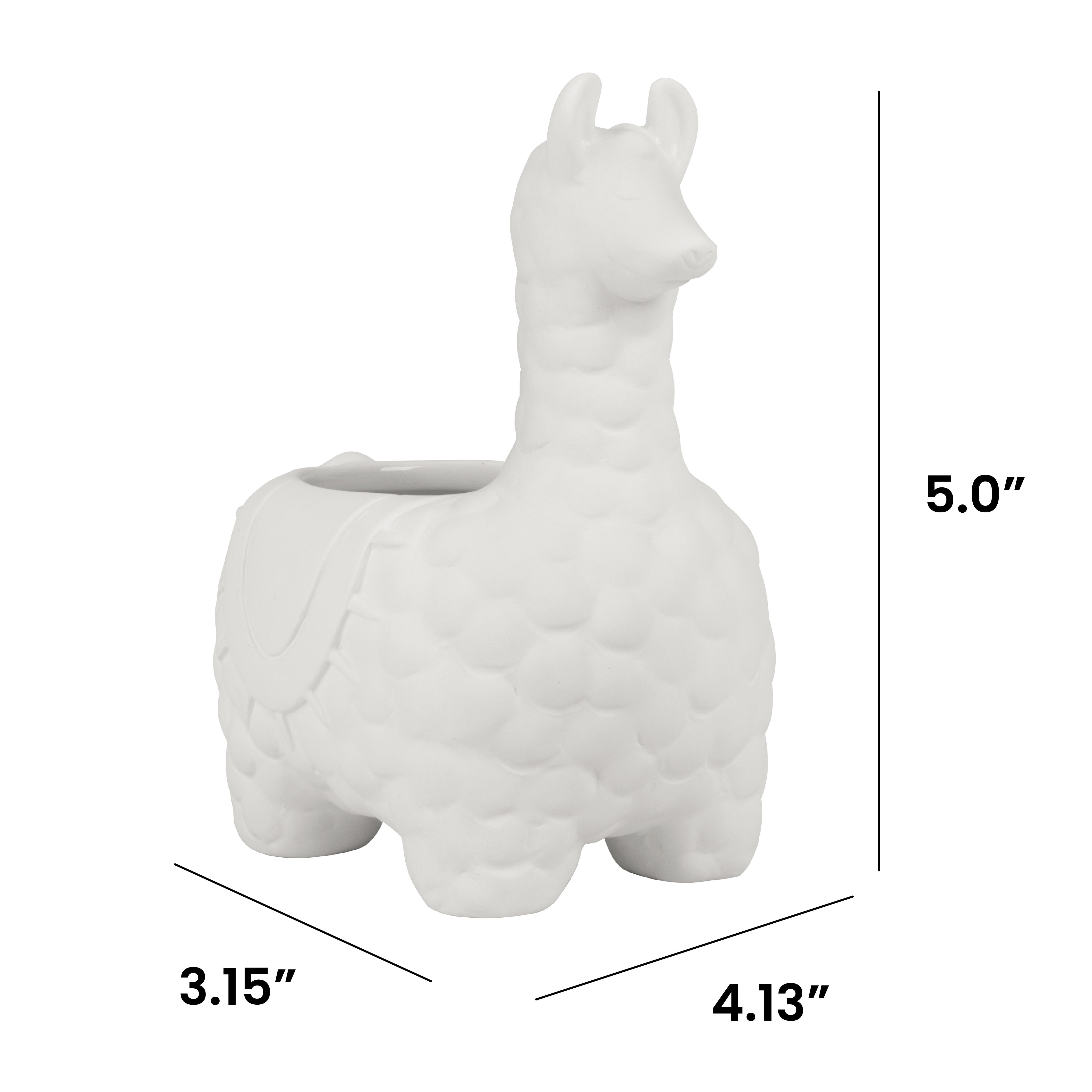 Create Basics Paintable Ceramic Llama Planter, White 5