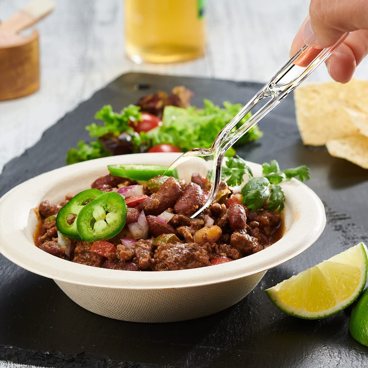 Comfy Package Clear Heavyweight Plastic Spoons Heavy Duty Disposable Silverware, 50-Pack