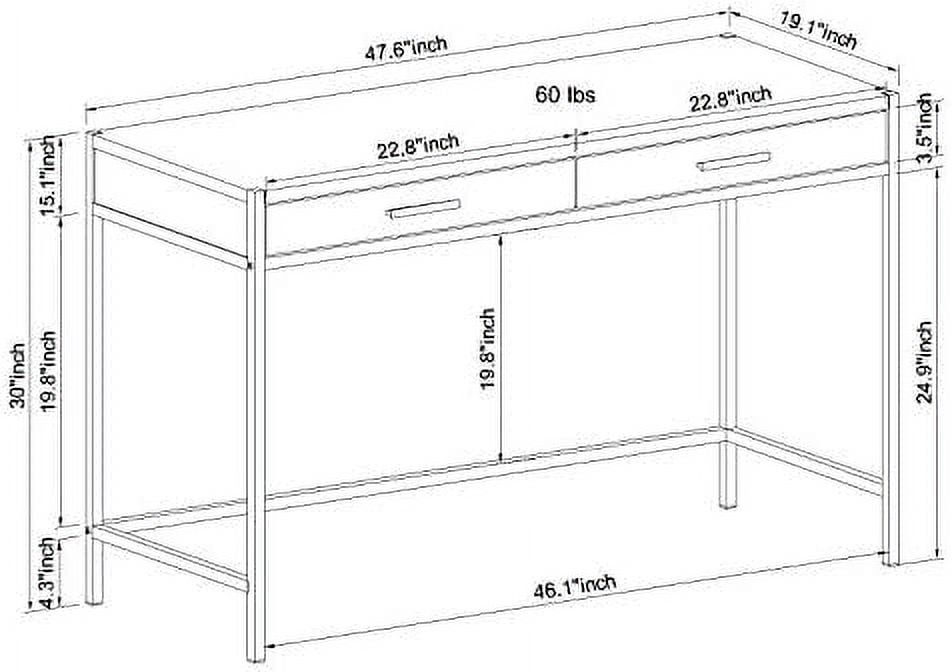 Caffoz Home Office 2-drawer Writing Desk Oak Brown