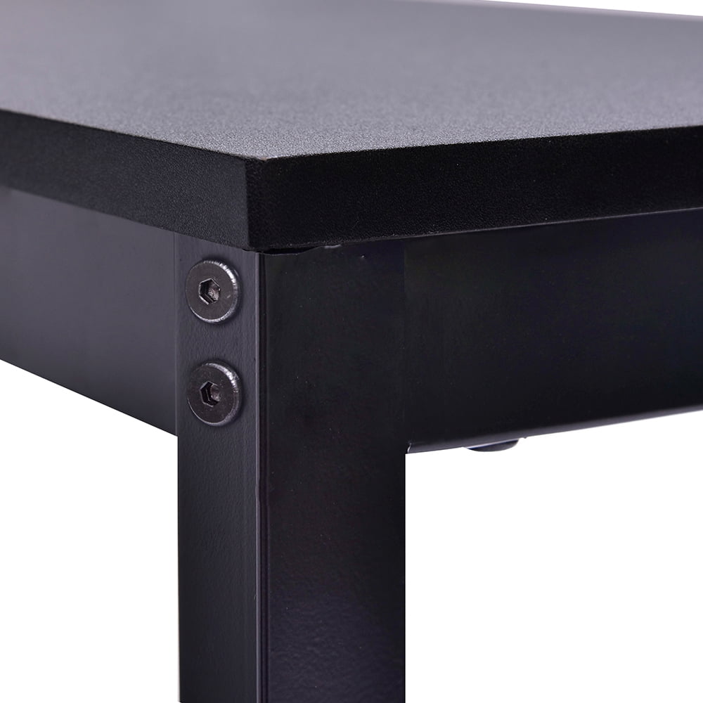 uhomepro Dining Room Table Set, 3-Piece Breakfast Nook Dining Table Set with Two Benches, Dining Room Table Set Kitchen Table Set with Metal Frame, Modern Furniture for Home Cafeteria, Black