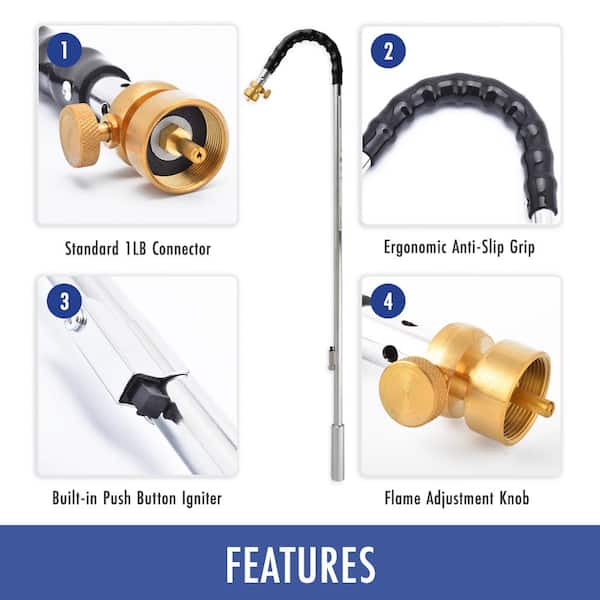 24,000 BTU Propane Torch Weed Burner Ice Melter Self Lighting