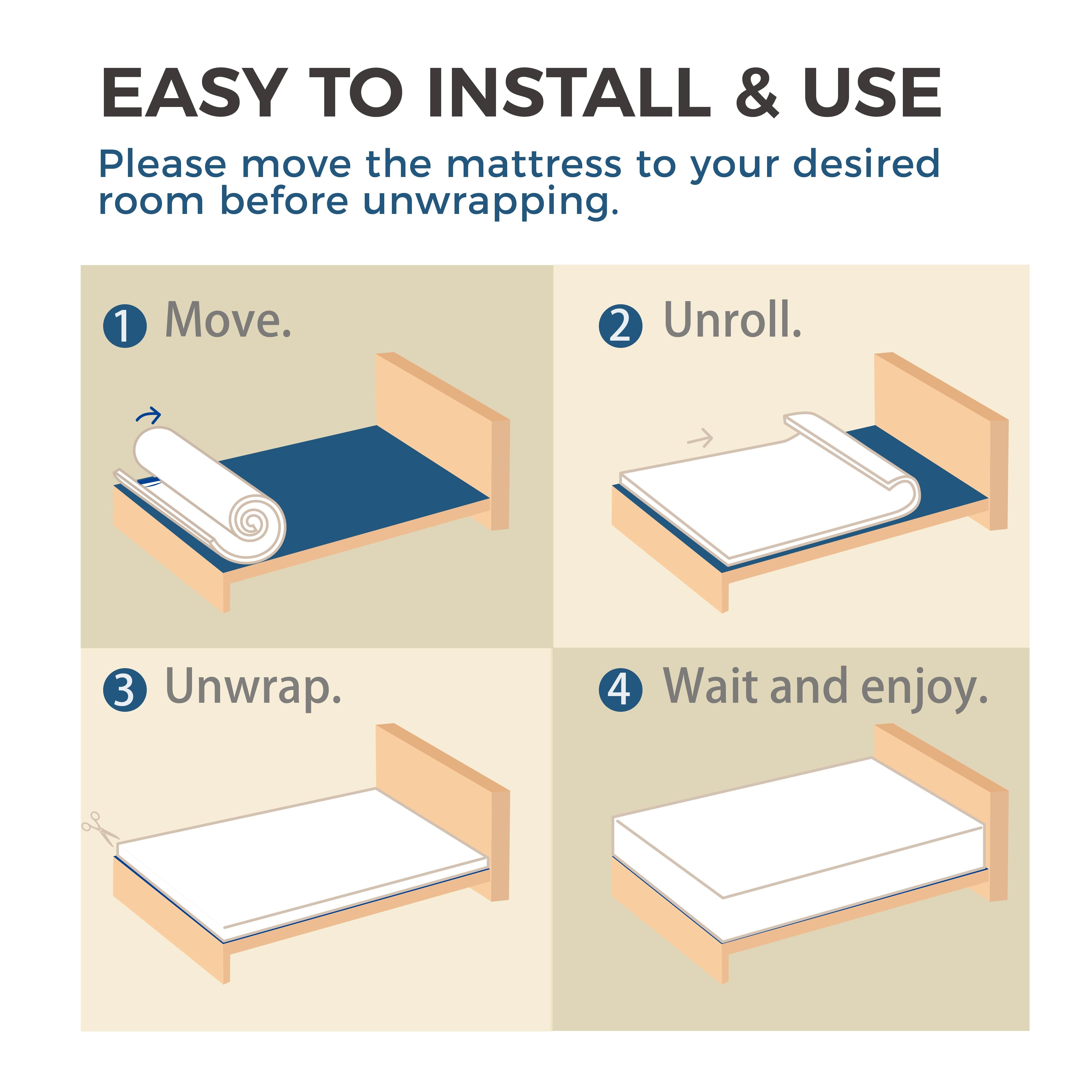 Ego 4 inch Tri Folding Memory Foam Mattress, Portable Guest Bed, Queen Size