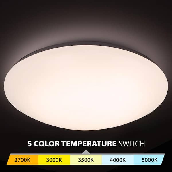 Glo 16 in. 1-Light White Selectable LED Flush Mount 2700K-3000K-3500K-4000K-5000K