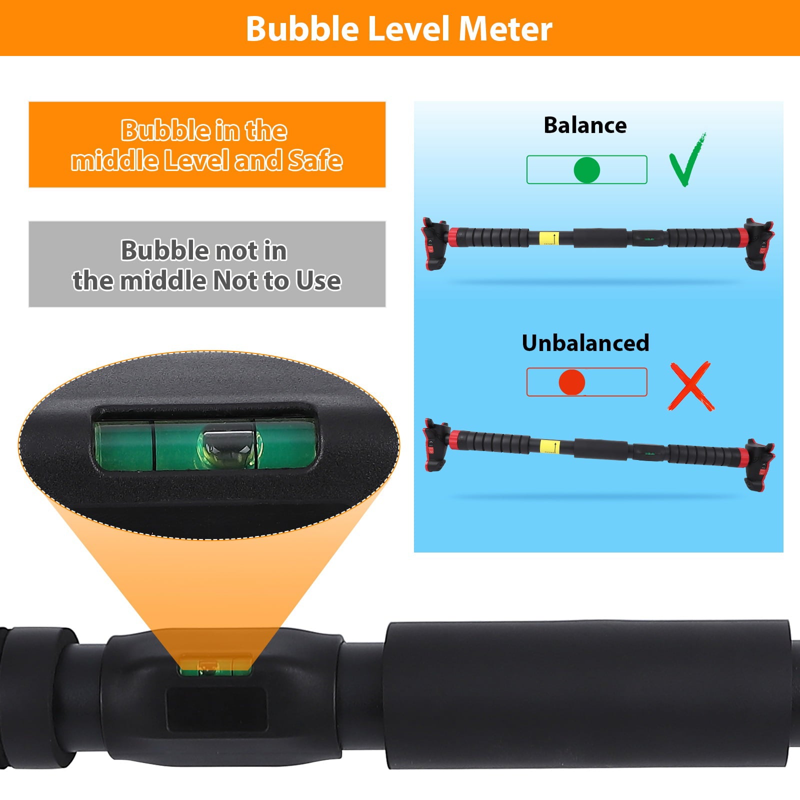 GlorySunshine Pull Up Bar for Doorway, Strength Training Pull-up Bars, No Screws, No Installation Required, Max Load 440 LBS Chin Up Bar for Home Gym