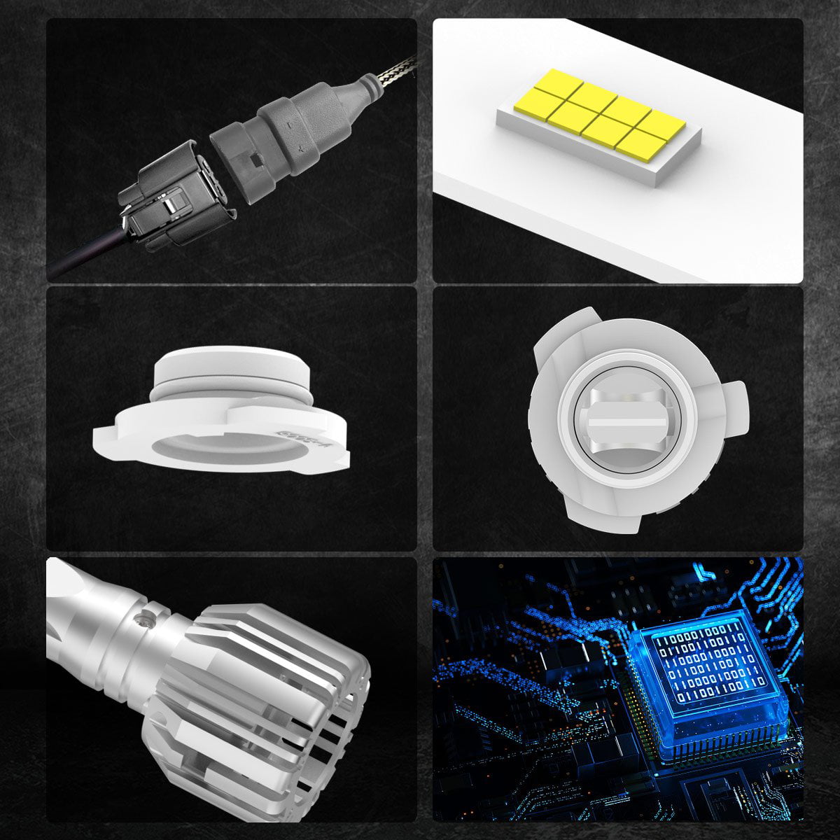 Lasfit 9005 LED Headlight Bulbs HB3 High Beam Halogen Replacement, 50W 5000LM 6000K White (Free 194 LED Bulbs) | 4 Bulbs