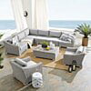 Modway Conway Sunbrella® Outdoor Patio Wicker Rattan 9-Piece Sectional Sofa Set in Light Gray Gray