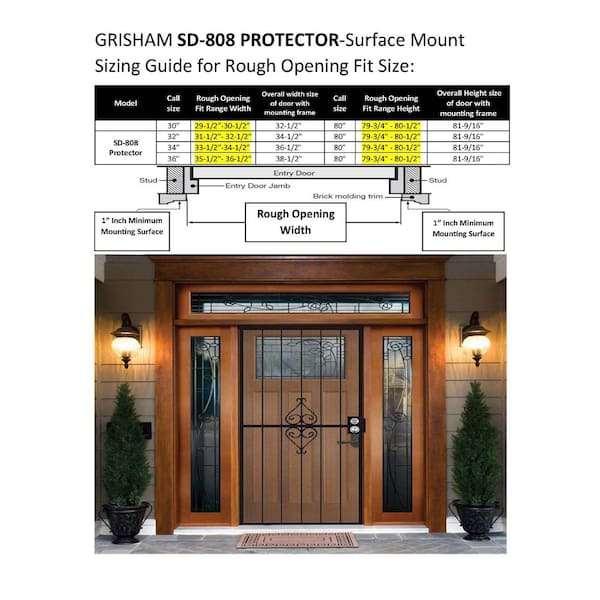 36 in. x 80 in. 808 Series Protector Black Surface Mount Steel Security Door with Expanded Steel Screen