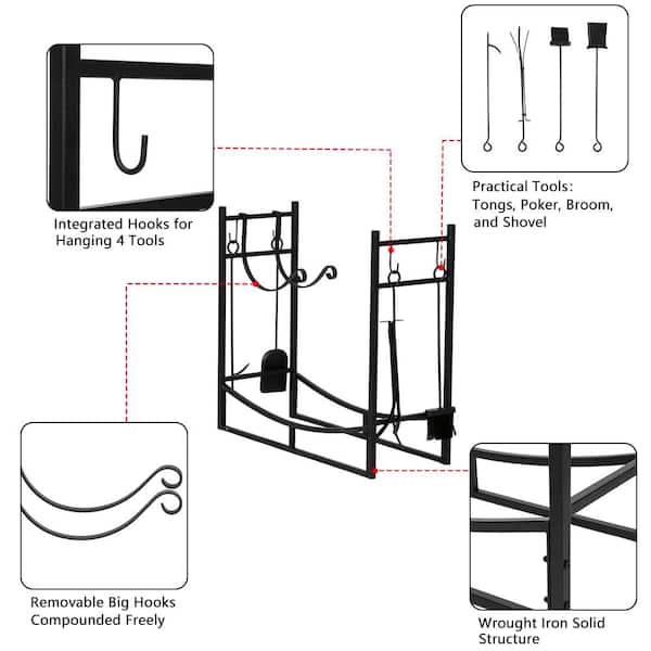 35.5 in. Square Heavy-Duty High Firewood Rack with (4-Tools)