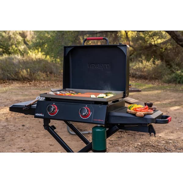 Daytona 2-Burner 21 in. Propane Gas Griddle with Foldable Cart in Black