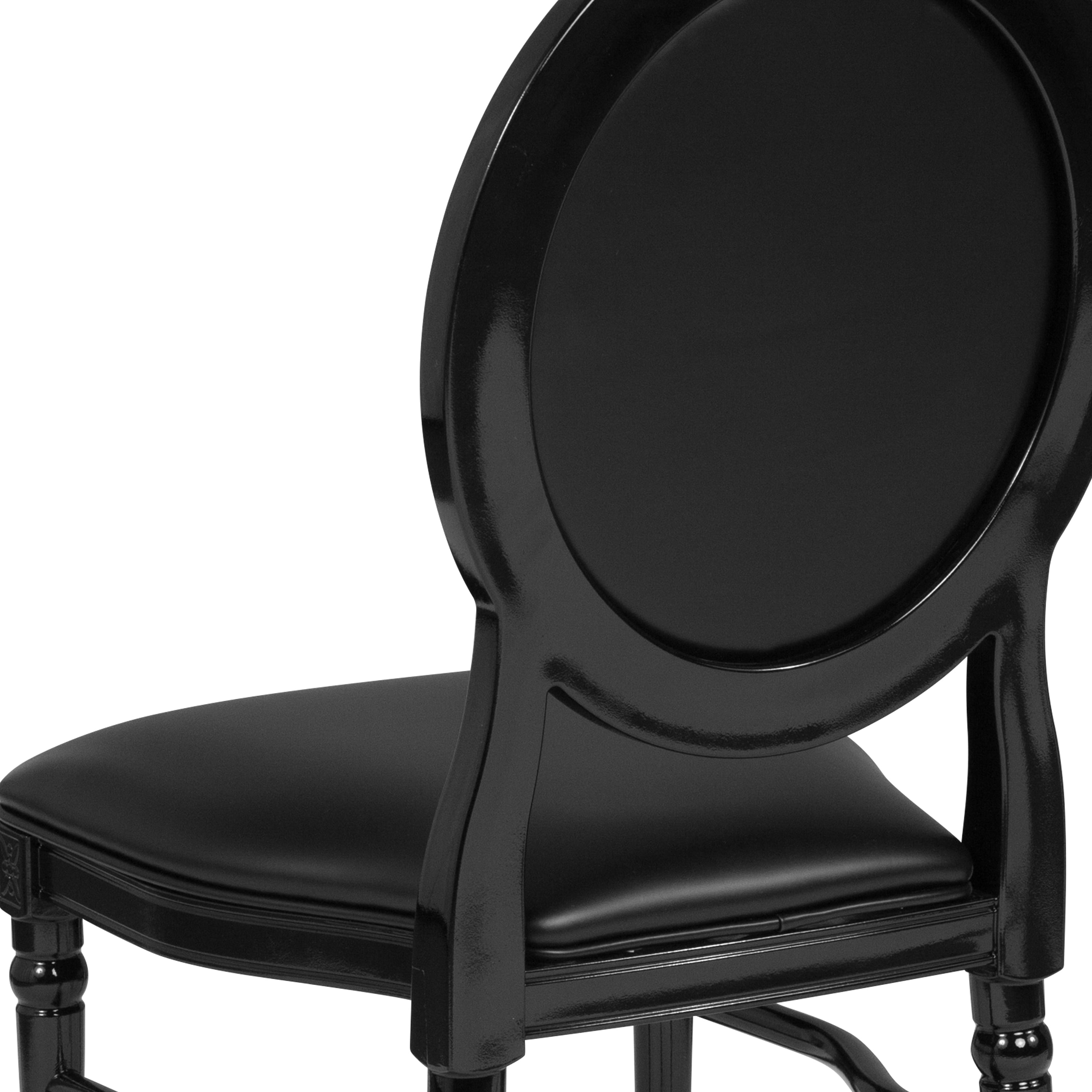 Emma + Oliver King Louis Dining/Desk Chair with Tufted Back, Black Vinyl Seat/Frame