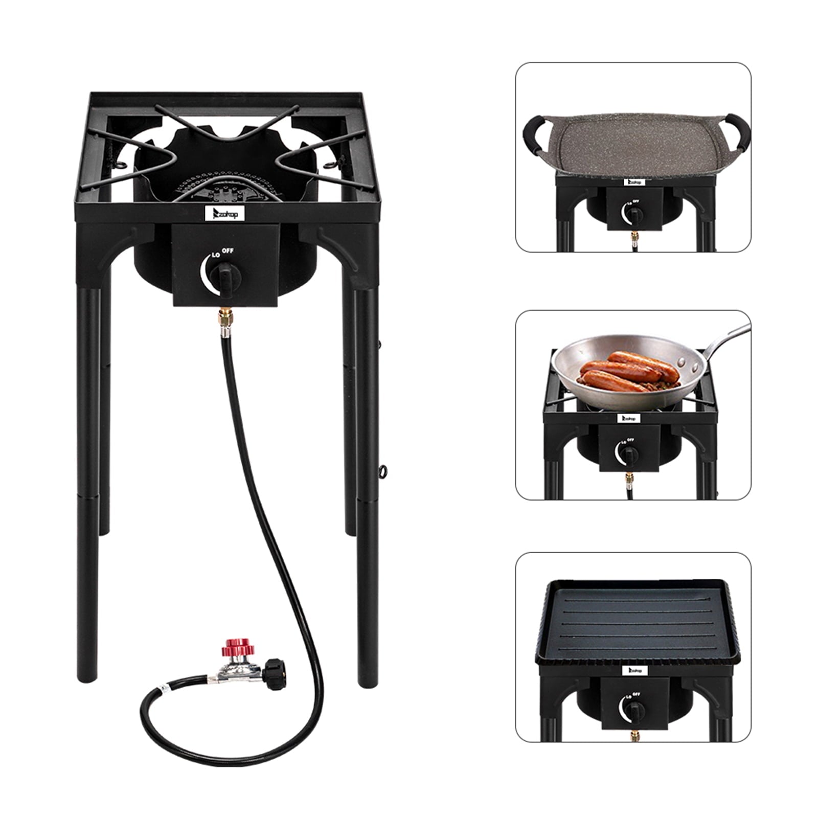 Outdoor Camp Stove High Pressure Propane Gas Cooker Portable Cast Iron Patio Cooking Single Burner