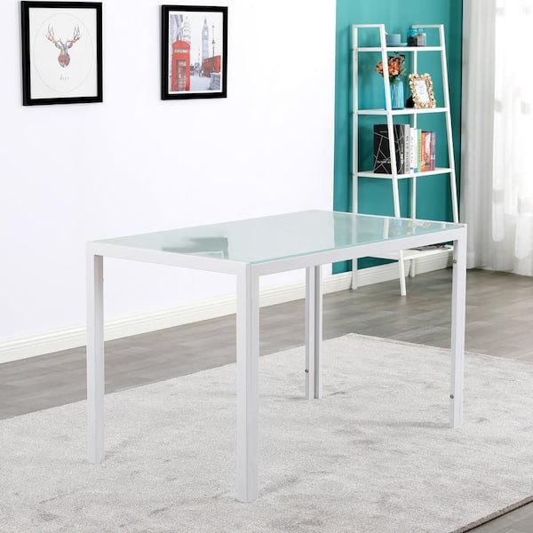 53 in. Rectangle Silver Glass Top Dining Table (Seats 6)