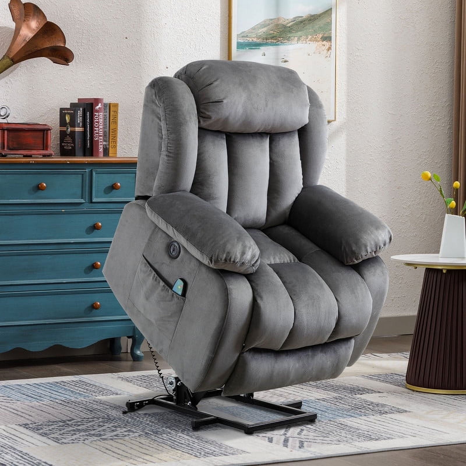 Ebello Design Electric Lift Chair Recliner with Massage Heating and Vibration function, Heavy duty and Safe movement Reclining Chair