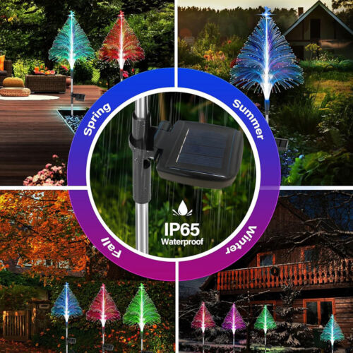 Solar Christmas Trees Lights Outdoor Decorations 3Pack,Xmas Tree Garden Lights