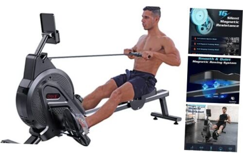 Rowing Machine, [Professional Competition Steel]  Magnetic Rower with black