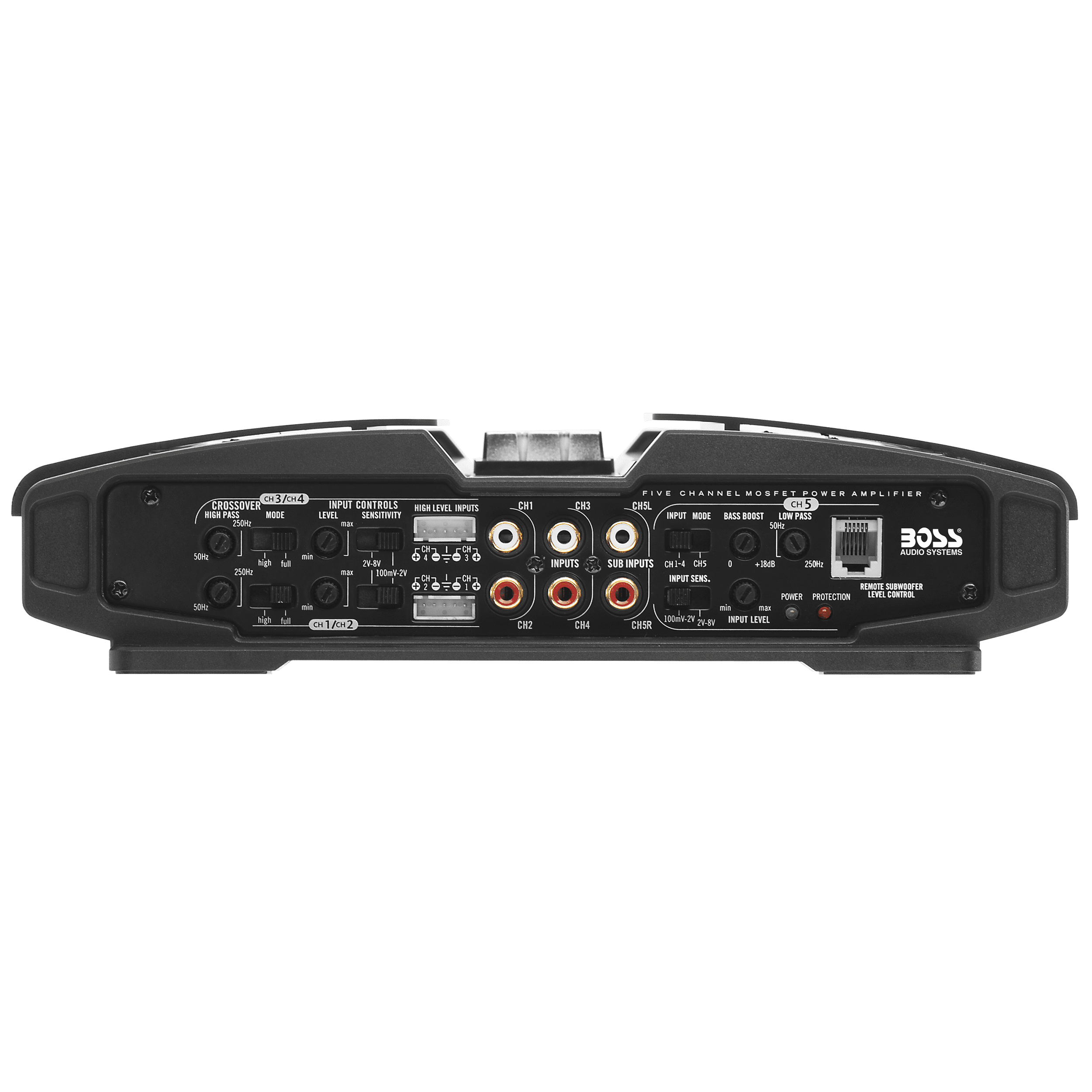 BOSS Audio Systems PV3700 5 Phantom Series Car Audio Amplifier – 3700 High Output, 5 Channel, 2/4 Ohm Stable, Low/High Level Inputs, High/Low Pass Crossover, Full Range, Bridgeable, Subwoofer