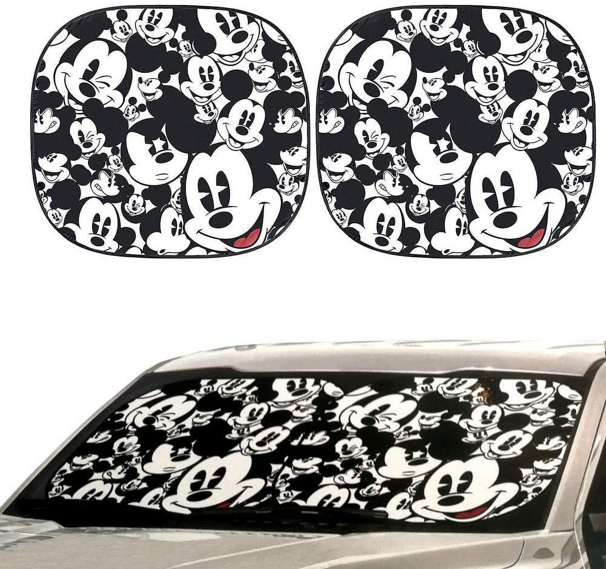 Auto Car Windshield Sunshade with Disney Mickey Expressions Design 2 Piece with License Plate Frame