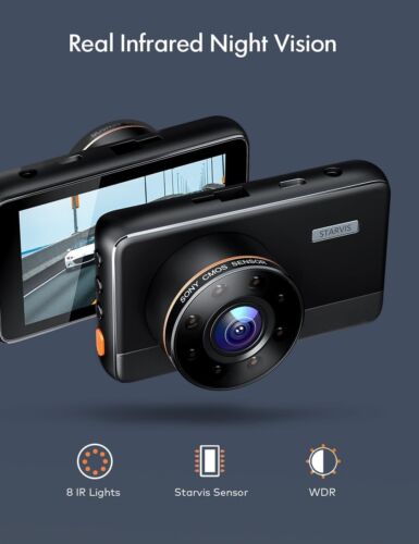 Premium Dash Cam - 2 Mounting Options, Enhanced Night Vision, Motion Detection