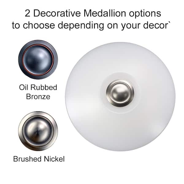 Low Profile 11 in. LED Flush Mount w/ Night Light Feature 2 Medallion Inserts Brushed Nickel, Oil Rubbed Bronze (4-Pack)