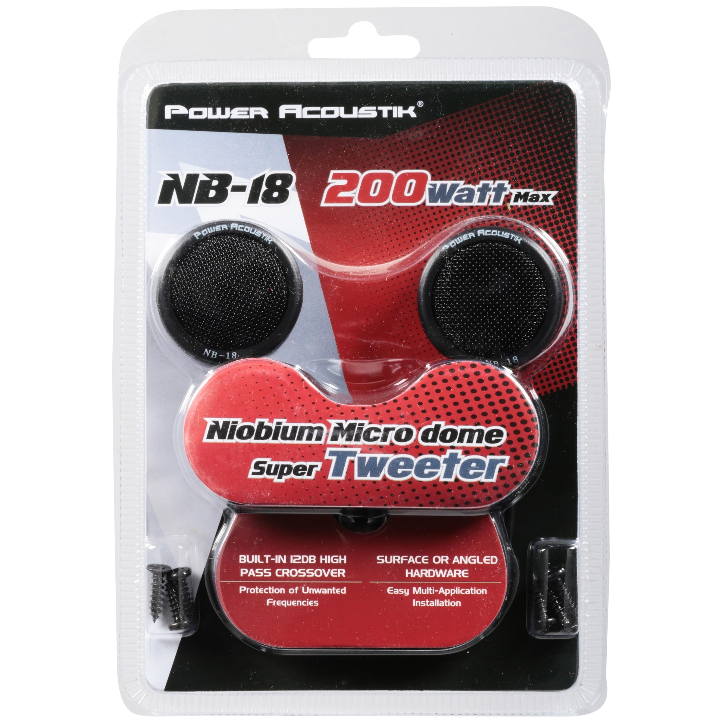 Power Acoustik NB-18 200 Watt Max Niobium Micro Dome Super Tweeter | Polypropylene Diaphragm | 100 Watt RMS Power