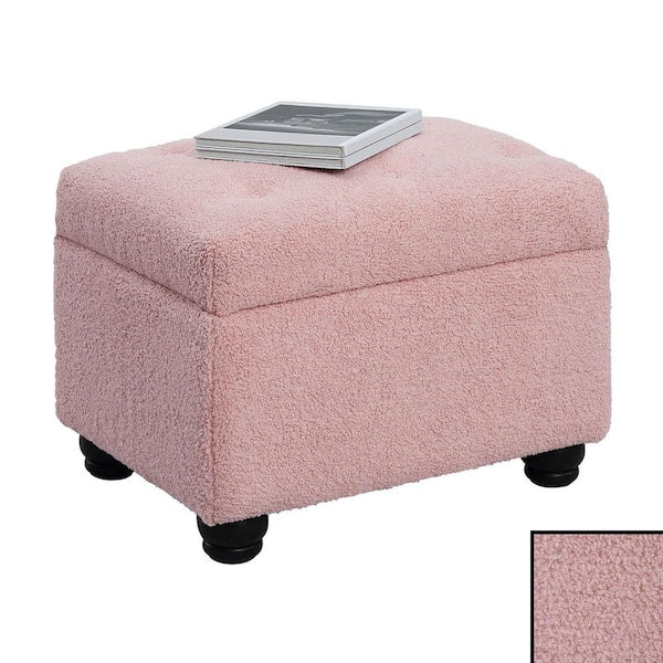 Designs4Comfort 5th Avenue Pink Polyester Sherpa Storage Ottoman